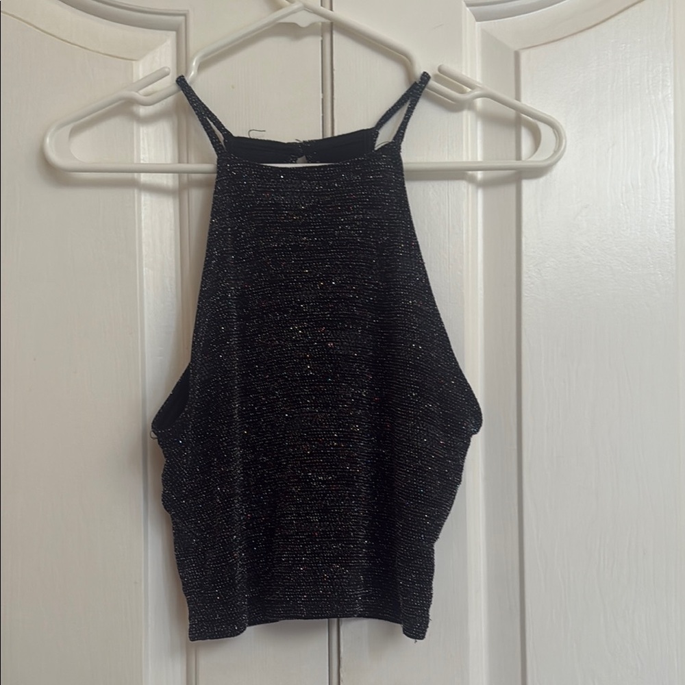 Haute Monde Black Sleeveless Crop Tank Top